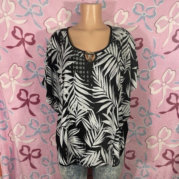 Ny Collection Size XL Animal Zebra Print McBling Blouse - Picture 1 of 4